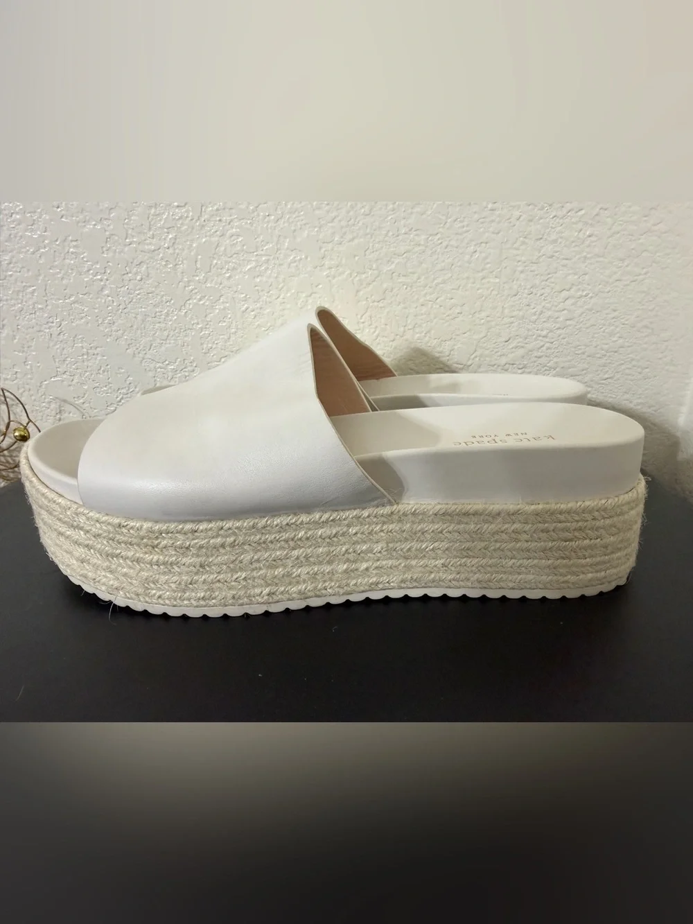 Kate Spade Zia espadrilles platform slide sandals cream leather size 9.5